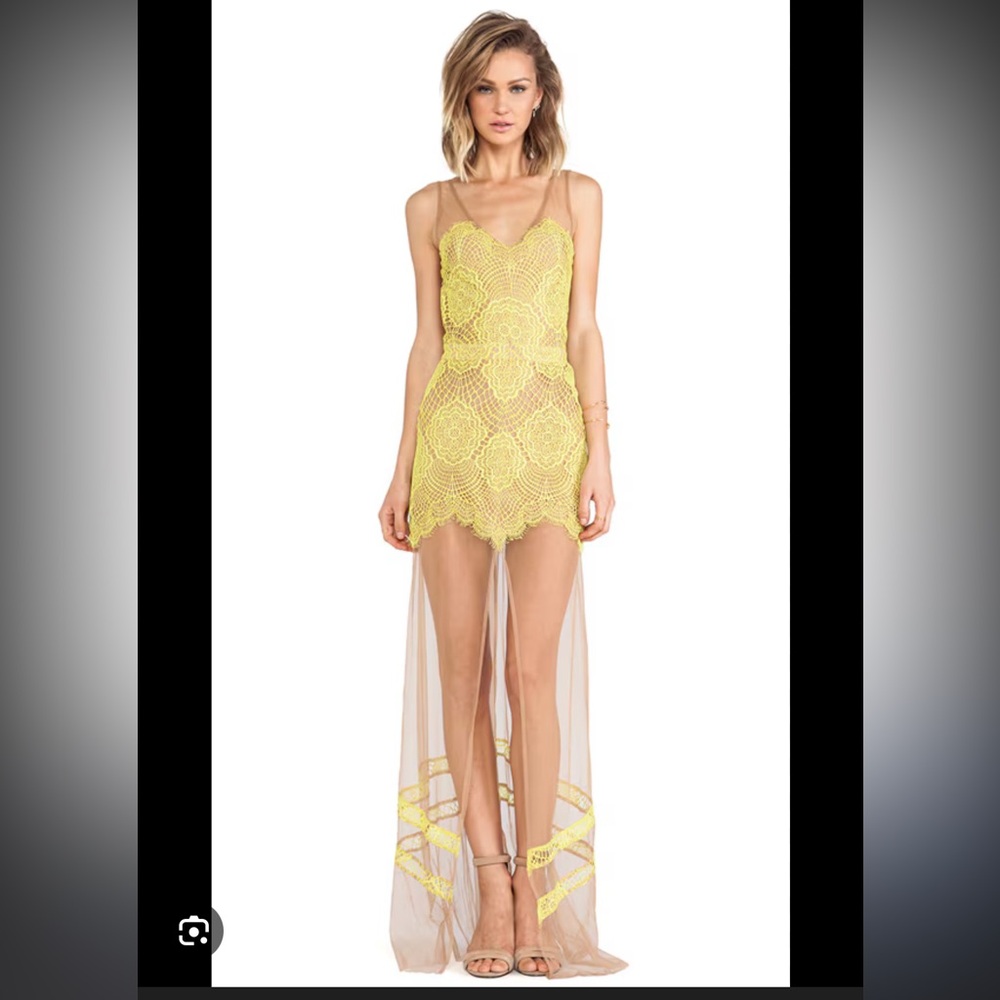 For love and lemons Antigua Yellow Lace Overlay Dress